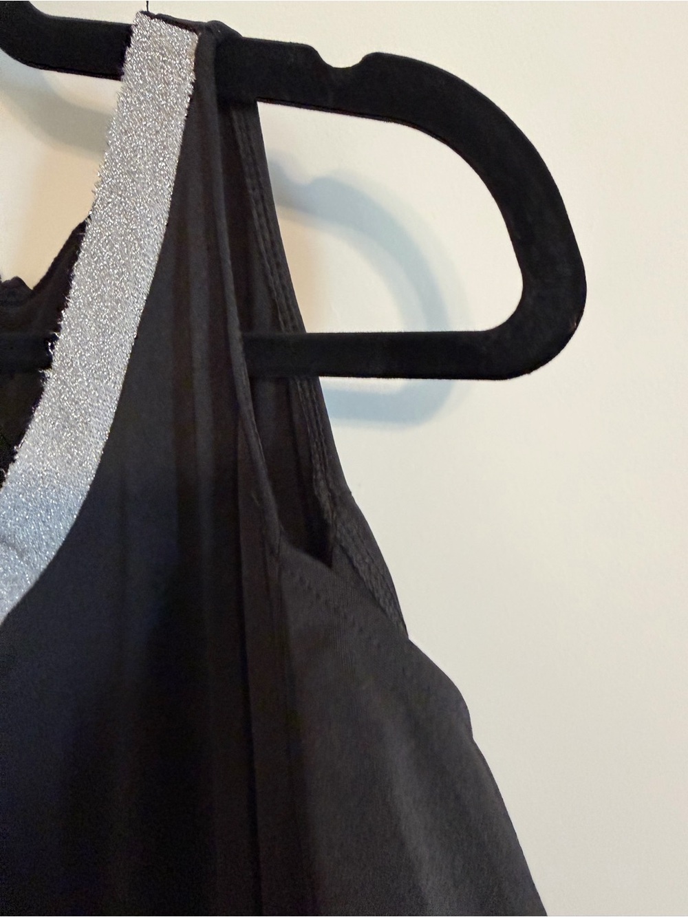 Black V-Neck Evening Dress with Silver Trim - Picture 4 of 9